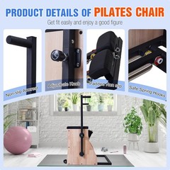 Pilates Wunda Chair with Handles Split Pedals 4-Level Resistance Machine