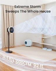 Standing Fan for Bedroom, (60°/90°/120°) Oscillating Fan with Light, Digital