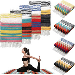Preboun 4 Pcs Large Mexican Yoga Blanket Pack 45 X 70 Inch Thick Woven Camping P