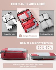 Meowoo 7 Set Compression Packing Cubes for Travel, Durable Ripstop Mesh Suitc…