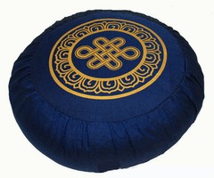 Meditation Cushion Zafu Pillow Buckwheat Fill Silkscreen “Endless Knot”