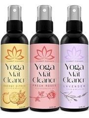 Yoga Mat Cleaner Spray by Combat Cleaner (Pack of 3) Includes Microfiber Towel