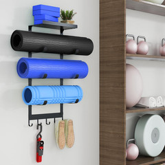 Yoga Mat Holder Wall Mount, Black Yoga Mats Storage Rack, Home Gym Storage with