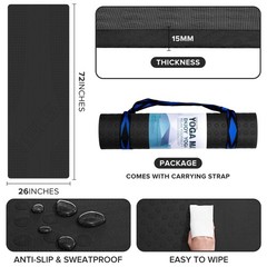 JELS Extra Thick Yoga Mat, 1.2/2 inch, Ergonomic 3D Non Slip Design, SGS Cert…