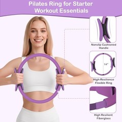 17 PCS Pilates Kit for Women, Pilates Equipment Ring and Ball Set with Purple