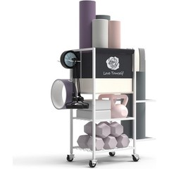 Double Layer Yoga Storage Rack Home Gym Organizer Metal Equipment Holder New