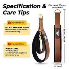 Leather Pilates Double Loop Straps for Reformer, with Soft Lined Interior