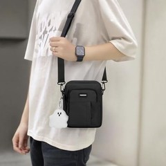 Cute Nylon Crossbody Bag for Women Men Unisex Small Black-ghost Pendent
