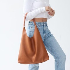 Hobo Bags for Women Soft Vegan Leather Shoulder Handbag Slouchy Orange-brown