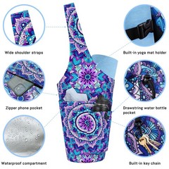 slyogabag Mandala Yoga Mat Bag with Large Waterproof Zipper Pocket and Drawst…