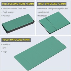 Foldable Extra Large Yoga Mat 74″×31.5″, 8mm Double-Sided Non Slip Lightweigh…