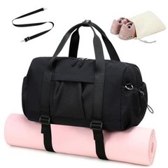 Small Gym Bag for Women, Mini Duffle Bag with Yoga Mat Holder Mini-14″ Black