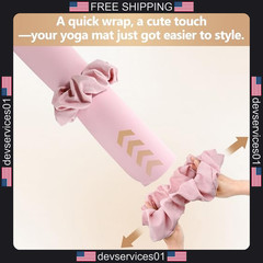 Yoga Mat Scrunchie Pink Nylon Securely Holds Rolled Mats