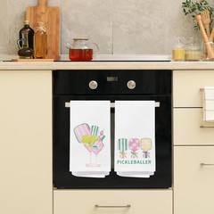Pickleball Lovers Players Gifts Kitchen Towels 16×24 Inch, Preppy Pink and Gr…