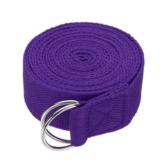 Yoga Strap with Adjustable Metal D Ring Buckle, 10.5ft & Purple