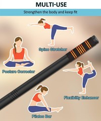 Queension 5ft Adjustable Yoga Stick Made of Sturdy Alloy Steel, Black