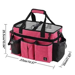 Large Cleaning Caddy Bag – Built-in Sturdy Support Board – Rose Red