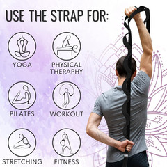 TECEUM Stretching Strap with 10 Loops for Physical Therapy & Rehab | Non-Elastic