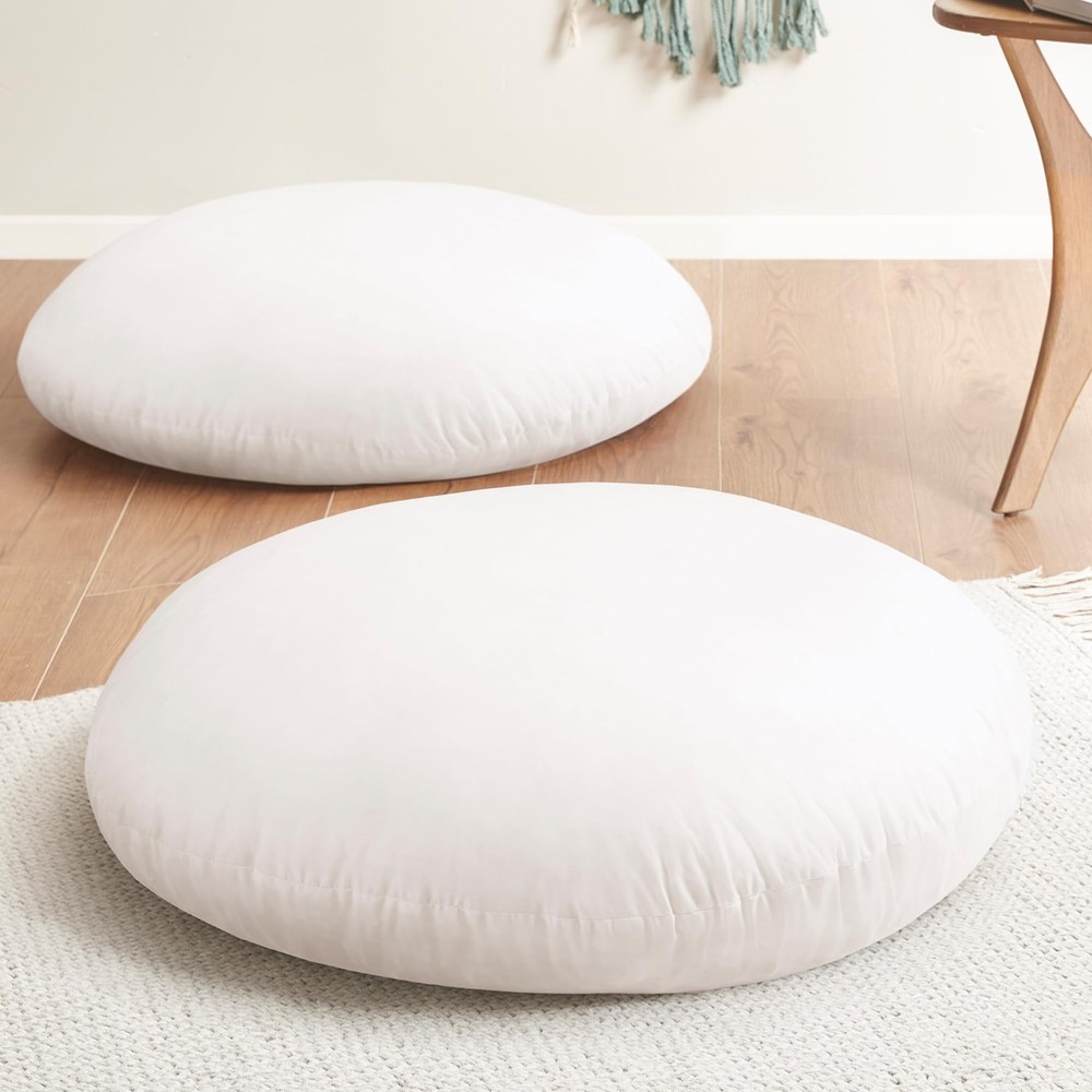 Codi Round Floor Pillow Insert 2 Sets, Large Thick Meditation Cushion, Circul…
