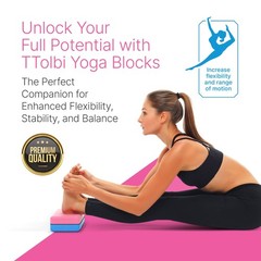 Yoga Blocks 2 Pack with Strap & Guide – NonSlip EVA Foam Pilates Blocks for H…