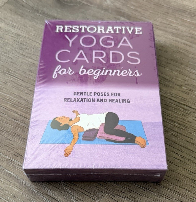Restorative Yoga Cards for Beginners Gentle Poses Relaxation & Healing Purple