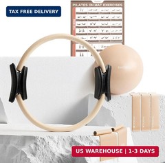 PhysKcal Pilates Kit, 15-Inch Pilates Ring with 1x Core Ball, 3X Resistant Loops