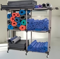 Fitness Yoga Mat Cart – Bulk Equipment Bin | Easy Assembly | 75″L x 19″w x 70″H