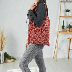 Yoga Meditation Mat Handmade Cotton Kantha Patchwork Foldable Gym Travel Bag