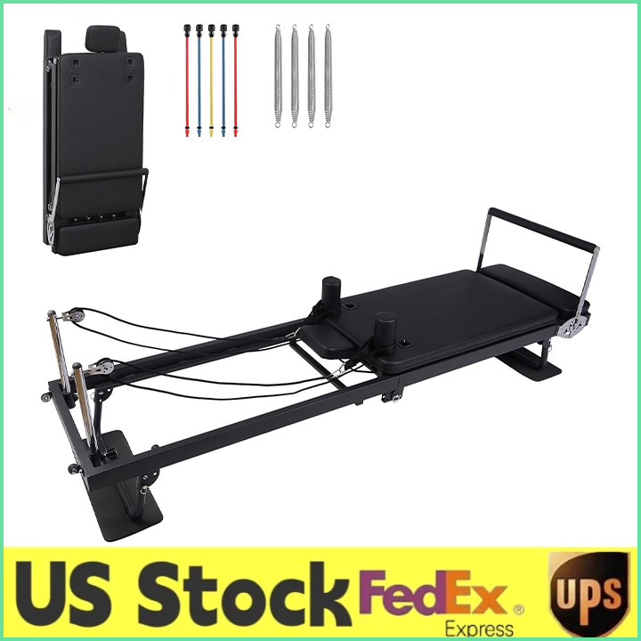 Pilates Reformer,Foldable Reformer Pilates Machine w/Adjustable Reformer Heights