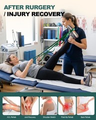 Non-Elastic Stretching Strap with Loops for Physical Therapy & Rehab, Knee Hi…