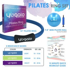 Y O Gayo Pilates Ring and Ball Set with 3 Resistance Bands – Black