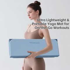 WOHAO 7-Fold Yoga Mat 70″x24″ – 1/2 70″ x 24″ x 0.5″, Blue-gray+Navy blue