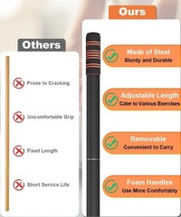 5Ft Yoga Stick – Heavy-Duty Steel Adjustable Stretching Bar for Mobility, Flexib