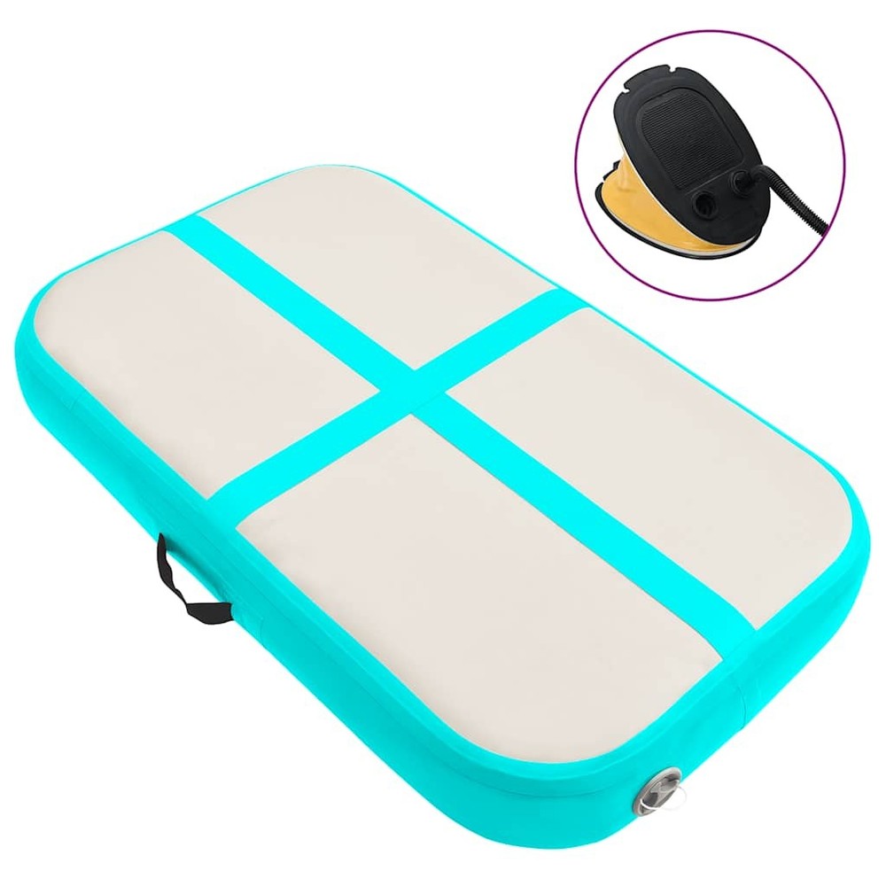 Gymnastics Mat with Pump Blowable 60x100x15 cm PVC Green