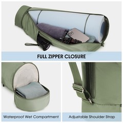 Yoga Mat Bag Full Zip Cargo Carrier With Water Bottle Pocket Wet Storage Gym