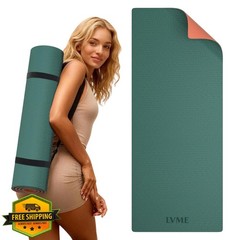lvme Yoga Mat 72″x24″ 0.4″ Green Orange Non-slip TPE