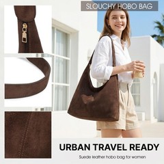 Slouchy Suede Hobo bag for Women Casual Shoulder Bag Soft Cresent Tote Purse …