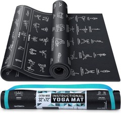Instructional Yoga Mat with Carrying Strap: Cute Yoga Mat with 75 Illustrated…