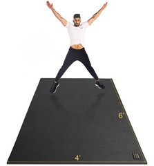 GXMMAT Large Exercise Mat 6’x4’/6’x5’/6’x6′(7mm), Thick 6*4 FT, Black Real
