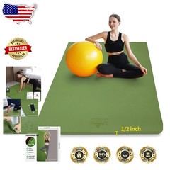 Large 1/2″ Thick TPE Yoga Mat 72″x48″ Green – Superior Comfort Non-Slip Gym