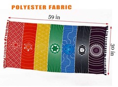 Mexican Yoga Mat Beach Picnic Blanket Chakra 59″ x 30″, 1Pcs Rainbow