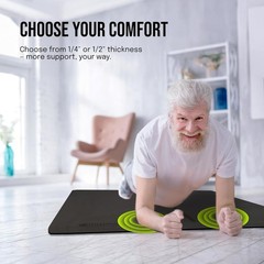 Large Yoga Mat (6’X4′) – 1/4″ & 1/2″ Thick Exercise Mats for Home Workout, Extra