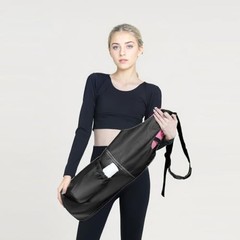 Yoga Mat Bag, with Protective Layer& Water Bottle Pocket and Big Wet black