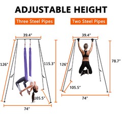 Lojok 6.6 FT~9.6 FT Adjustable Height Yoga Stand with 18 FT Aerial Silk (Purple)