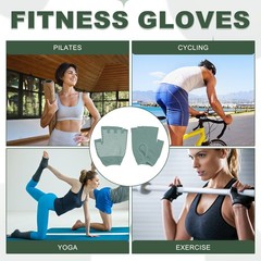 Yoga Gloves, Non Slip Fingerless Pilates Gloves, Light Green