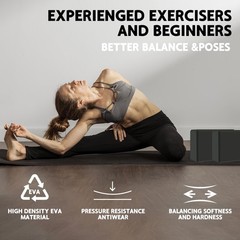 Yoga Block, Latex Free Foam, Beveled Edges, Pilates Stretching Support, Black