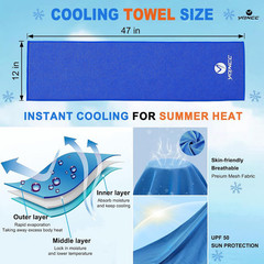Cooling Towel Microfiber 47×12 Inches Ice Cool Neck Wrap Ready for Yoga Golf Gym