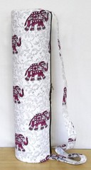 Indian White Elephant Yoga Mat Carrier Bag Mandala Large Shoulder Strap