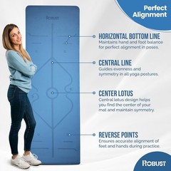 Robust Non-Slip Yoga Mat with Strap, 1/4″ Thick TPE 72*24*0.25 inch, Blue