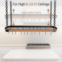 KES 48 Inch Large Hanging Pot Rack Ceiling Mount with 130Lb High-Capacity, Ceili